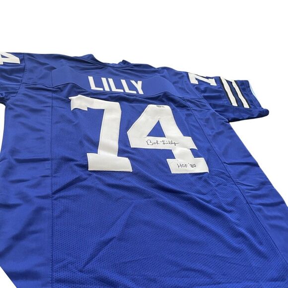 BOB LILLY HOF '80 Autographed Blue Jersey Mr. Cowboy Dallas Cowboys Beckett COA - Picture 10 of 12